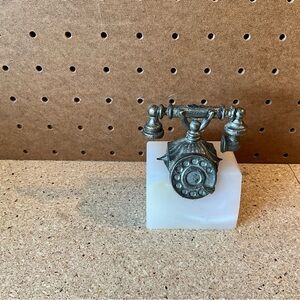 Vintage Style Silver Telephone Paperweight/Decor Piece. Unique.